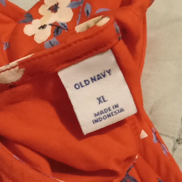 Old Navy Vibrant Orange Dress with Floral Design - Picture 2 of 2